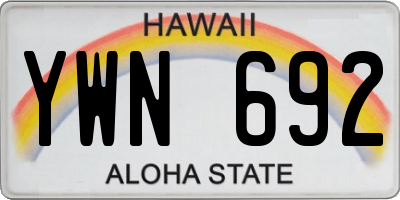 HI license plate YWN692