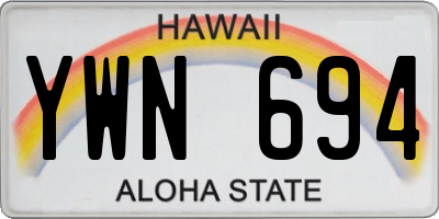 HI license plate YWN694