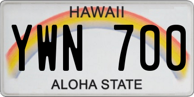HI license plate YWN700