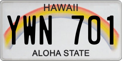 HI license plate YWN701