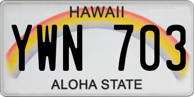 HI license plate YWN703