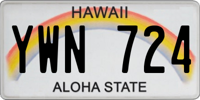 HI license plate YWN724