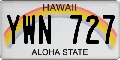 HI license plate YWN727