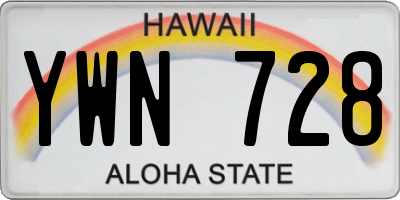 HI license plate YWN728