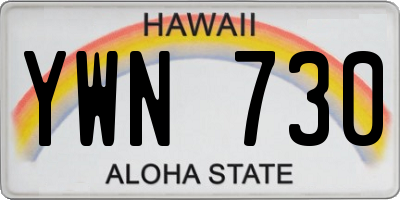 HI license plate YWN730