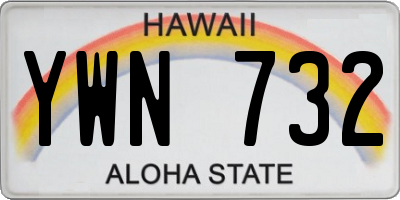 HI license plate YWN732