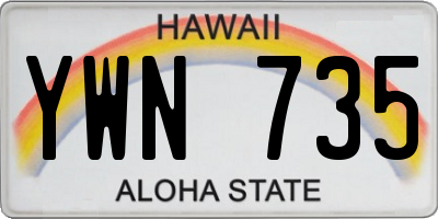 HI license plate YWN735
