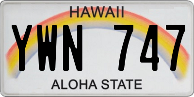 HI license plate YWN747