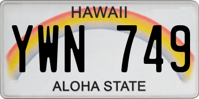 HI license plate YWN749