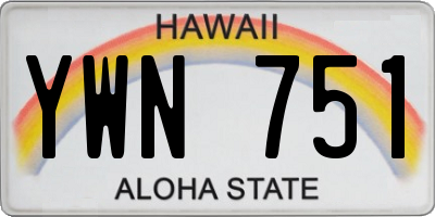 HI license plate YWN751