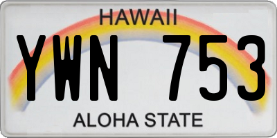 HI license plate YWN753