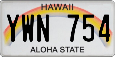 HI license plate YWN754