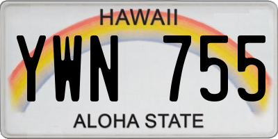 HI license plate YWN755