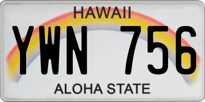 HI license plate YWN756