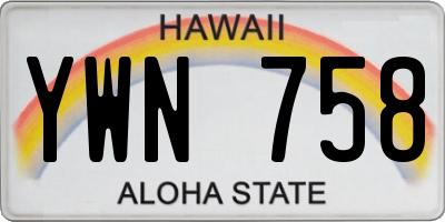 HI license plate YWN758