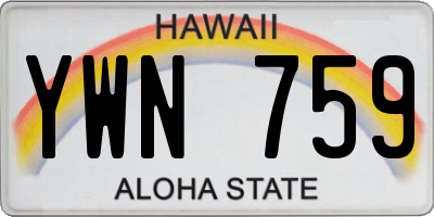 HI license plate YWN759