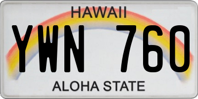 HI license plate YWN760