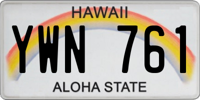 HI license plate YWN761