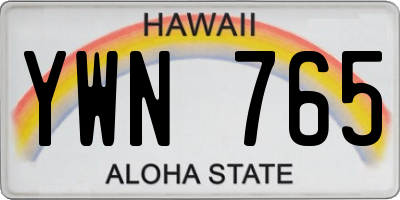 HI license plate YWN765