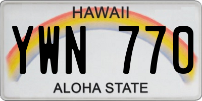HI license plate YWN770