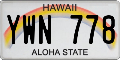 HI license plate YWN778