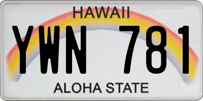 HI license plate YWN781
