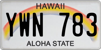 HI license plate YWN783