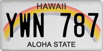 HI license plate YWN787