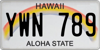 HI license plate YWN789