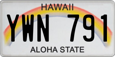 HI license plate YWN791