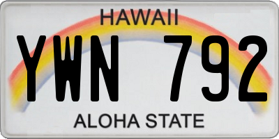 HI license plate YWN792