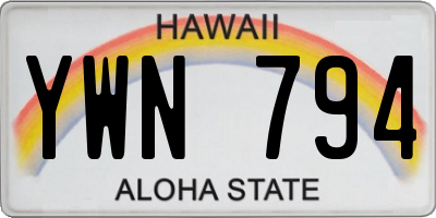 HI license plate YWN794