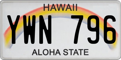 HI license plate YWN796