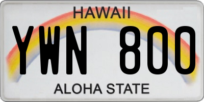 HI license plate YWN800