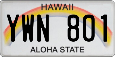 HI license plate YWN801