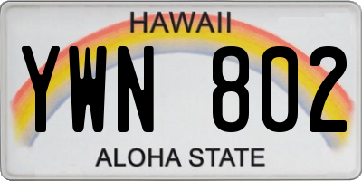 HI license plate YWN802