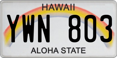 HI license plate YWN803