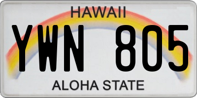 HI license plate YWN805