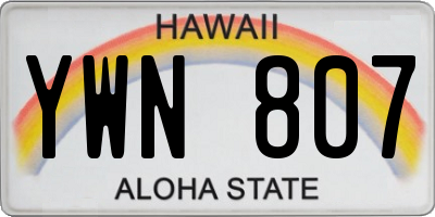 HI license plate YWN807