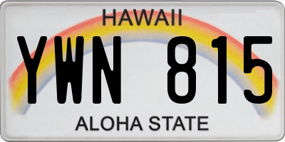HI license plate YWN815