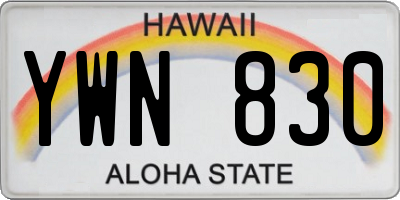 HI license plate YWN830