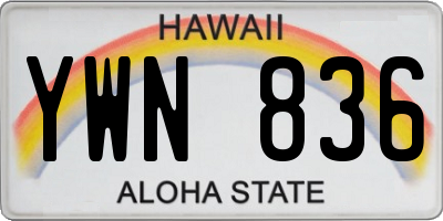 HI license plate YWN836