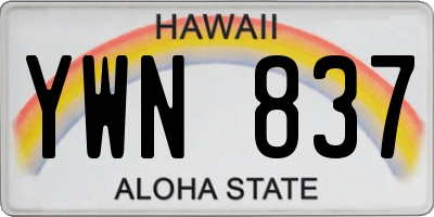 HI license plate YWN837