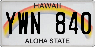 HI license plate YWN840