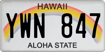 HI license plate YWN847