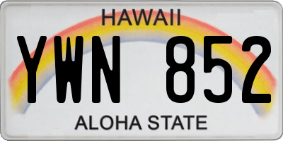 HI license plate YWN852