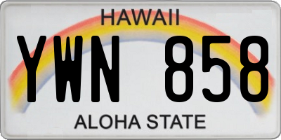 HI license plate YWN858