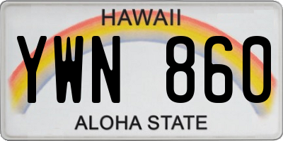 HI license plate YWN860