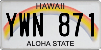 HI license plate YWN871