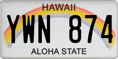 HI license plate YWN874
